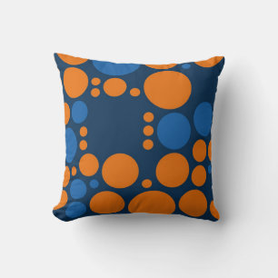Orange Blue Big Polka Dots Cushion
