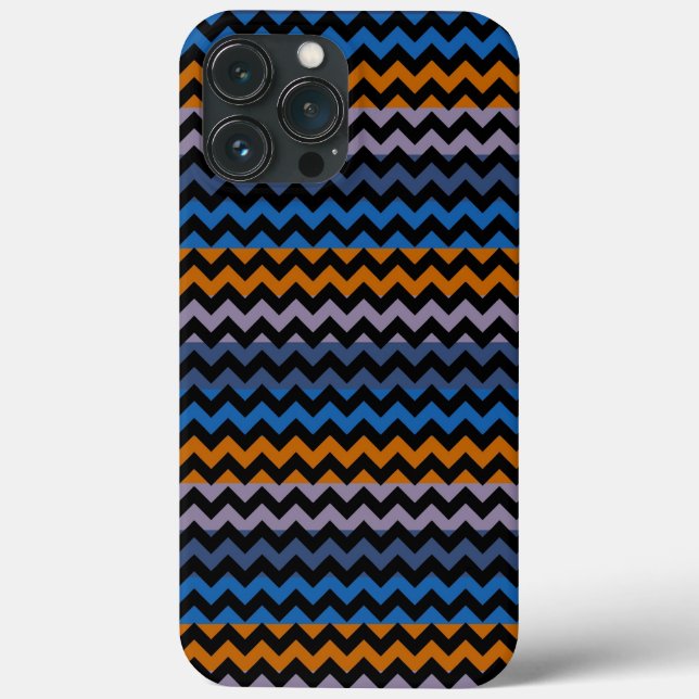 Orange Blue Black Chevron Zigzag Case-Mate iPhone Case (Back)