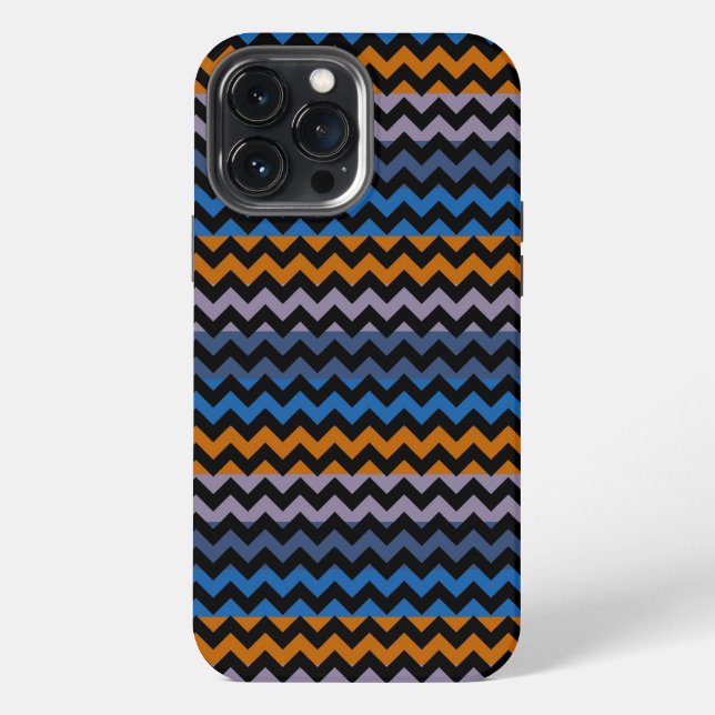 Orange Blue Black Chevron Zigzag iPhone Case (Back)