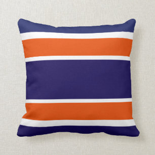 Orange & Blue Bold Stripe Decorative Pillow