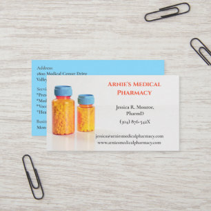 Orange Blue Bottles Pharmacist Pharmacy Pills Business Card