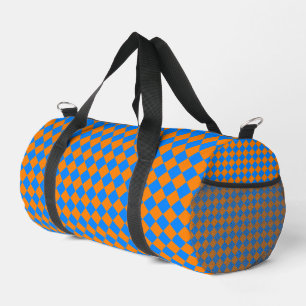 Orange Blue Chequered Diamond Pattern Small Duffle Bag