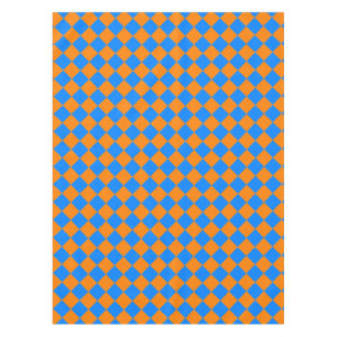 Orange Blue Chequered Diamond Pattern Tablecloth