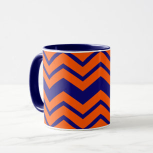 Orange Blue Chevron Zigzag Design Mug