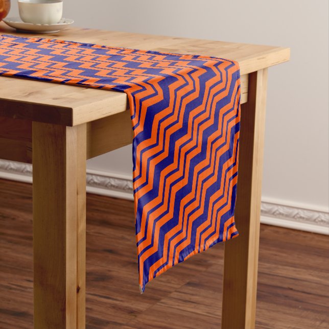 Orange Blue Chevron Zigzag Design  Short Table Runner (In Situ)