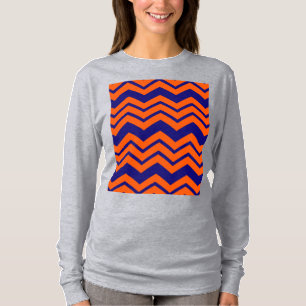 Orange Blue Chevron Zigzag Design T-Shirt