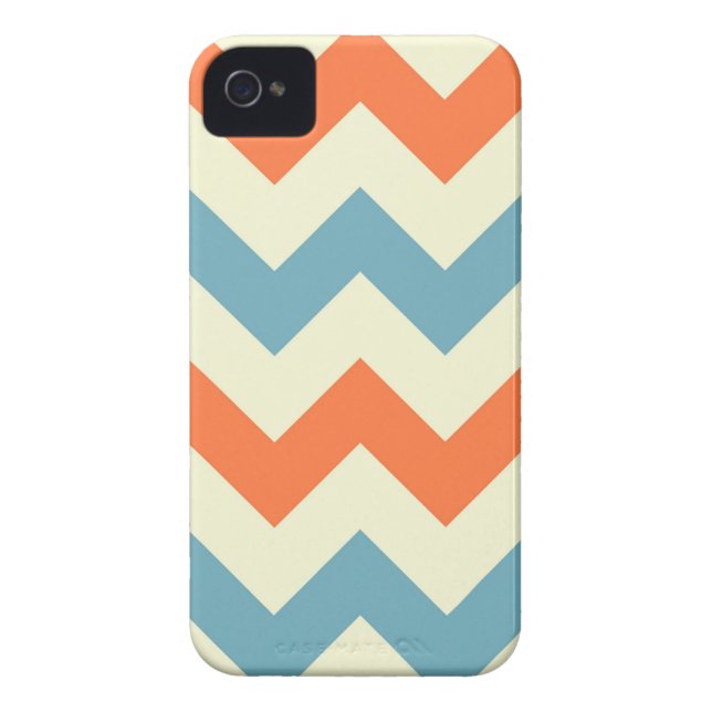 Orange blue chevron zigzag stripes zig zag pattern Case-Mate iPhone case (Back)
