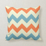 Orange blue chevron zigzag stripes zig zag pattern cushion<br><div class="desc">Orange blue nautical chevron zigzag stripes zig zag modern striped pattern design throw pillow.</div>