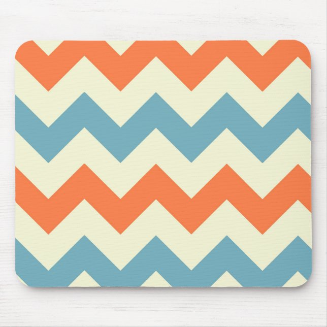 Orange blue chevron zigzag stripes zig zag pattern mouse mat (Front)