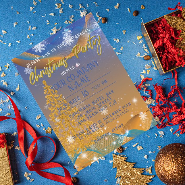Orange Blue Christmas Corporate Party Invitation (Creator Uploaded)