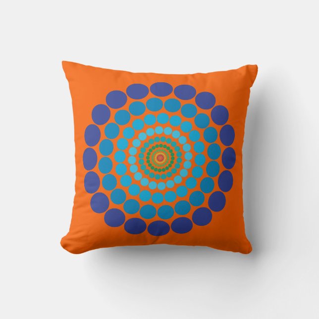 Orange  Blue Circle pattern pillow (Front)