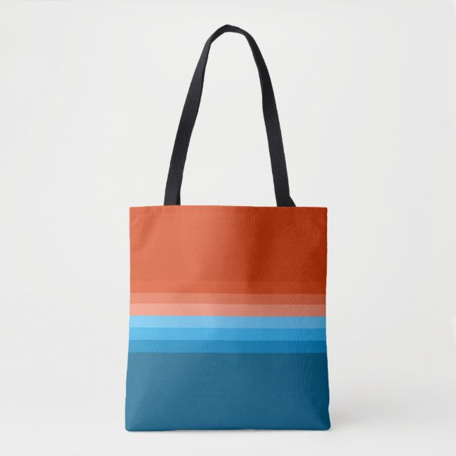Orange Blue Complementary Colour Striped Tote Bag (Front)