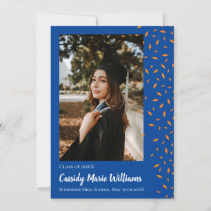 Orange Blue Confetti Graduation Announcement