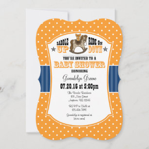 Orange Blue Cowboy Baby Shower Invitation