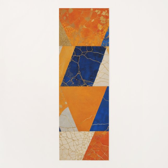 Orange Blue Cream Paralellogram Yoga Mat (Front)