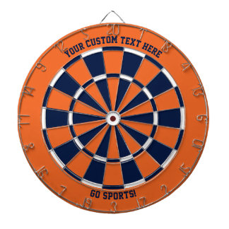 Orange & Blue Custom Text Sports Chicago Illinois Dartboard