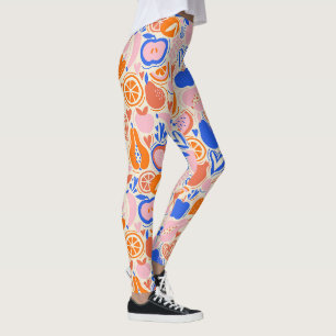 Orange Blue Fruits Vegetables Leggings