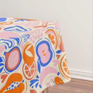 Orange Blue Fruits Vegetables Tablecloth