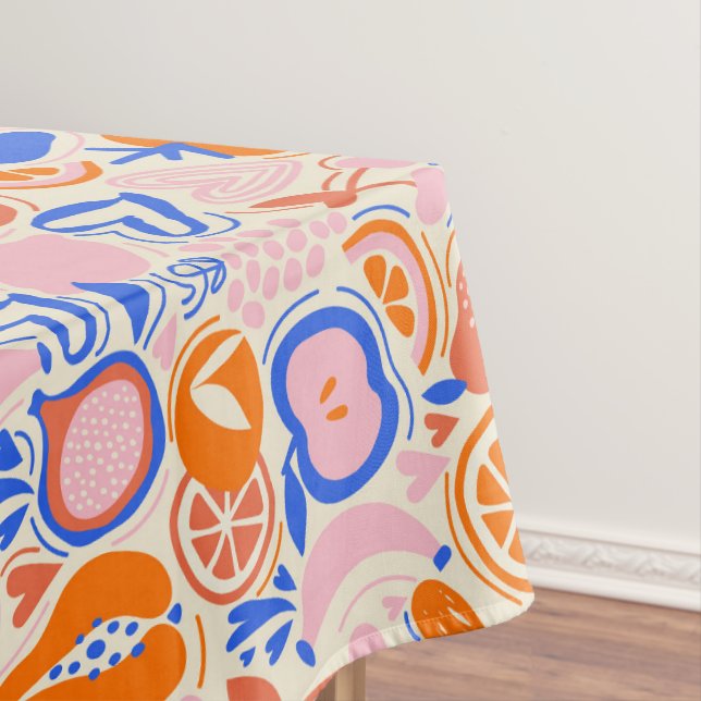 Orange Blue Fruits Vegetables  Tablecloth (In Situ)