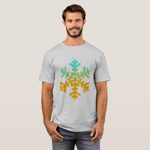 Orange Blue Geay Snowflake T-shirt