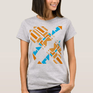 Orange Blue Geometric Diagonal Southwest Art Look T-Shirt
