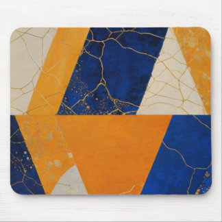 Orange Blue Geometric Mouse Mat