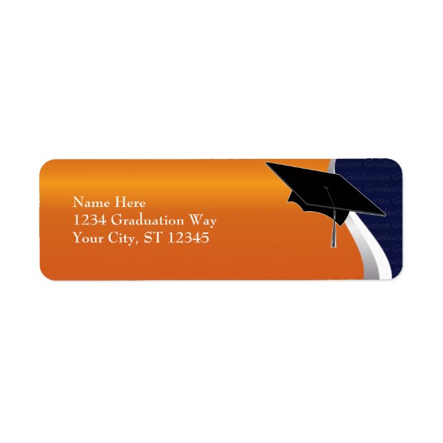 Orange & Blue Graduation Address Label (Front)