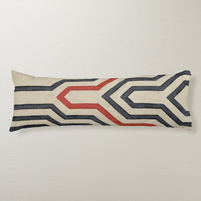 Orange & Blue Graphic Lines Body Cushion (Front)