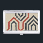Orange & Blue Graphic Lines Business Card Holder<br><div class="desc">Graphic orange and blue lines traverse this piece by Chariklia Zarris. The orange line cuts through most of the work,  while the blues lines have a discernable pattern to them. Get yours now!</div>