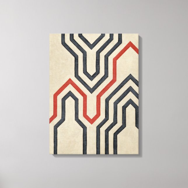 Orange & Blue Graphic Lines Canvas Print (Front)