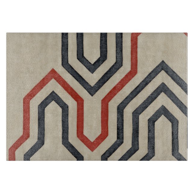 Orange & Blue Graphic Lines Cutting Board (Front)