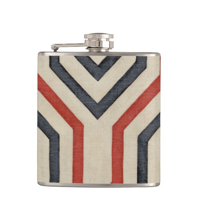 Orange & Blue Graphic Lines Hip Flask (Front)