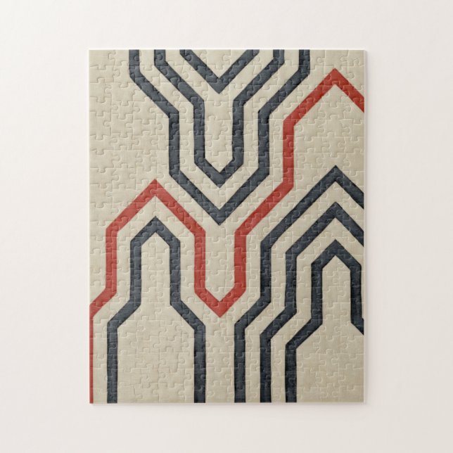 Orange & Blue Graphic Lines Jigsaw Puzzle (Vertical)