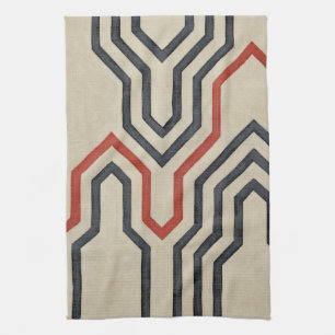 Orange & Blue Graphic Lines Tea Towel
