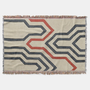 Orange & Blue Graphic Lines Throw Blanket