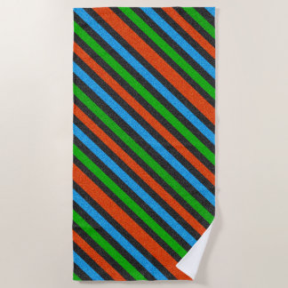 Orange, Blue, Green, Black Glitter Striped STaylor Beach Towel