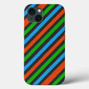 Orange, Blue, Green, Black Glitter Striped STaylor iPhone 13 Case