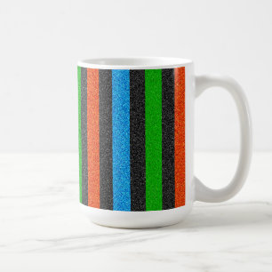 Orange, Blue, Green, Black Glitter Striped STaylor Coffee Mug