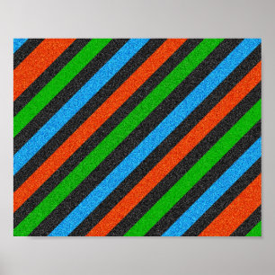 Orange, Blue, Green, Black Glitter Striped STaylor Poster