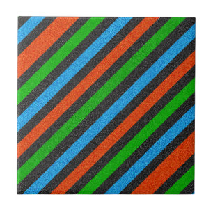 Orange, Blue, Green, Black Glitter Striped STaylor Tile