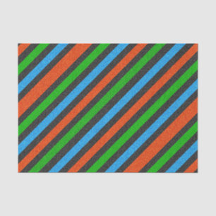 Orange, Blue, Green, Black Glitter Striped STaylor Tissue Paper