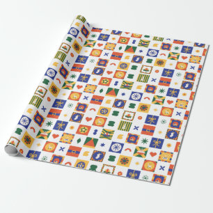 Orange Blue Green Geometric Style in Christmas Wrapping Paper