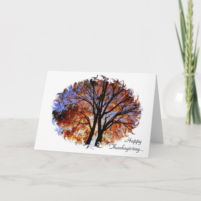 Orange & Blue- Happy Thanksgiving ... Holiday Card (Front)