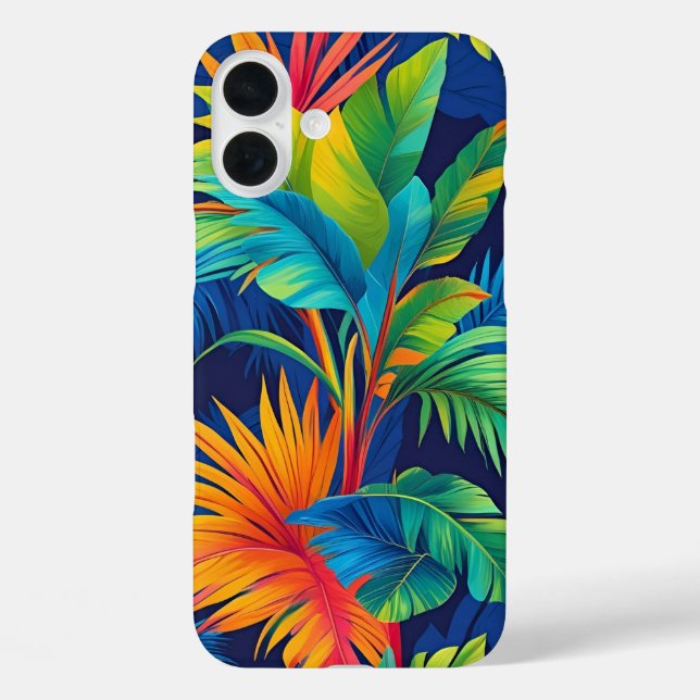 Orange Blue Hawaiian Plants Palm Leaves  Case-Mate iPhone Case (Back)