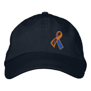 Orange Blue Hope Ribbon Awareness Embroidered Hat