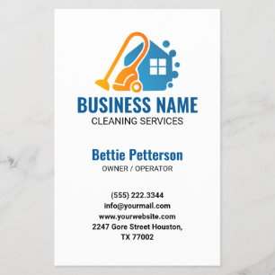 Orange Blue House Vacuum Cleaning Service Flyer