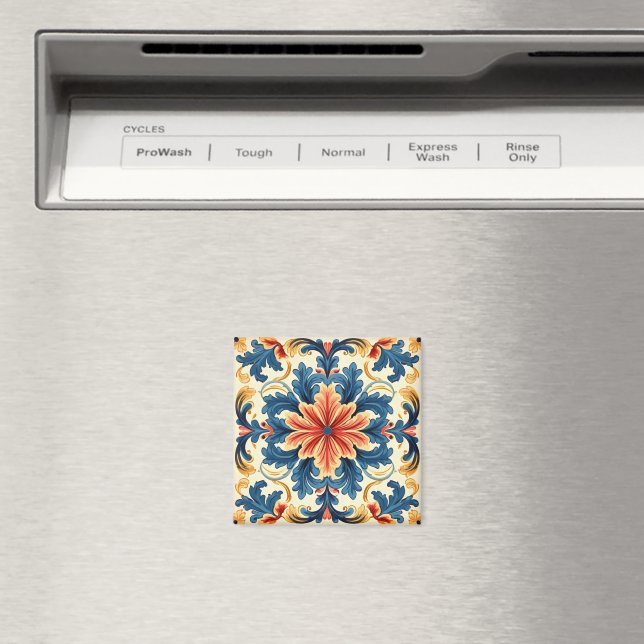 Orange Blue Italian Tile Magnet (In Situ (Dishwasher))