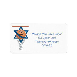 Orange blue Jewish Basketball RSVP Envelope Seals