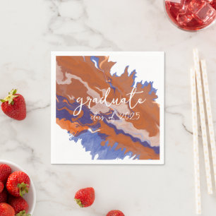 Orange & Blue Marble Graduation Napkin