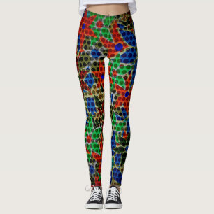 Orange Blue Mint Floral #2 Leggings